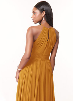Azazie Cherish Bridesmaid Dresses Butterscotch A-Line Pleated Chiffon Dress image5
