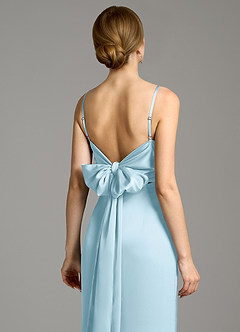 Azazie Adriane 신부 들러리 드레스 쉬스 절하다 스트레치 새틴 바닥 길이 드레스 image2