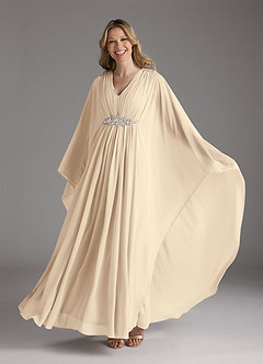 Azazie Drew Mother of the Bride Dresses Champagne A-Line Pleated Chiffon Dress image6