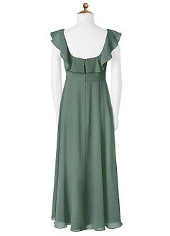 Azazie Jinny Junior Eucalyptus A-Line Ruched Chiffon Dress image5