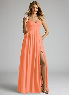 Azazie Alia Bridesmaid Dresses Sunset A-Line Pleated Chiffon Dress image4