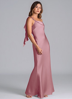 Azazie Driea Bridesmaid Dresses Vintage Mauve Mermaid One Shoulder Stretch Satin Dress image5