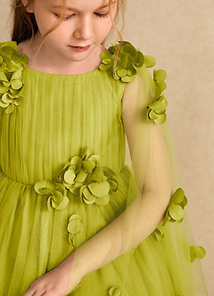 Azazie Staria Flower Girl Dresses Lemongrass Ball-Gown Ruched Tulle Dress image10