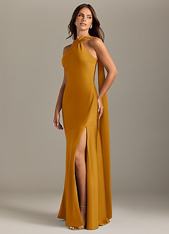 Azazie Kinsley Vestidos de damas de honor Vestido de Caramelo de Satén Elástico de Corte Sirena con Corte Lateral image3