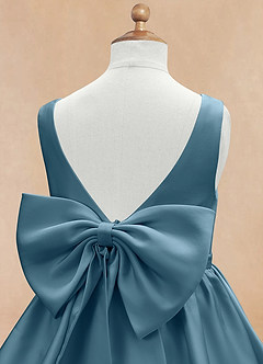 Azazie Margie Flower Girl Dresses Bermuda A-Line Bow Stretch Satin Dress image7