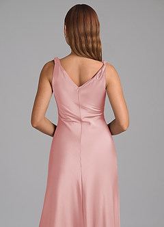 Azazie Nerine Brautjungfernkleider A-Linie Plissee Stretch-Satin Kleid Puderrosa image2