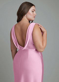 Azazie Kieryn Robes de demoiselle d'honneur Robe Sirène en Satin extensible Plissé Rose Bonbon image14