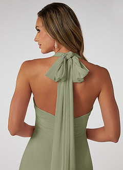 Azazie Fifi Vestidos de damas de honor Vestido de Pistacho de Gasa de Corte en A Convertible con Sin tirantes image4
