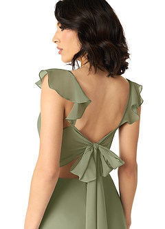 Azazie Everett Bridesmaid Dresses Pistachio A-Line V-neck Ruched Chiffon Dress image5
