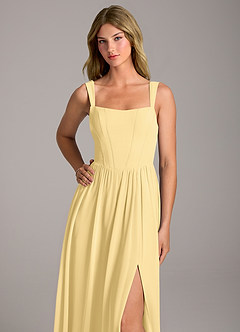 Azazie Rosaline Bridesmaid Dresses Butter A-Line Side Slit Chiffon Dress image2