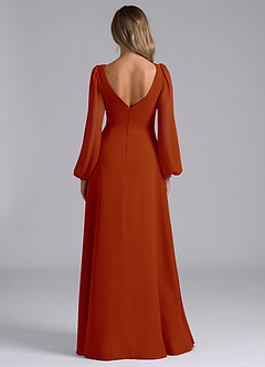 Azazie Omari Bridesmaid Dresses Paprika A-Line Long Sleeve Chiffon Dress image6
