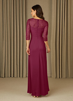 Azazie Zolla Mother of the Bride Dresses Mulberry A-Line Lace Chiffon Dress image2