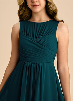 Azazie Skyla Junior Pine A-Line Pleated Chiffon Dress image7