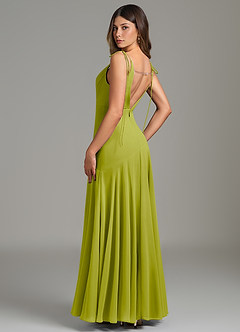Azazie Dawn Bridesmaid Dresses Lemongrass Mermaid Pleated Chiffon Dress image2