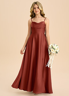 Azazie Bear Junior Klä av A-Line i Stretch Satin Älskling Halsringning image3