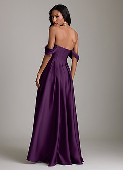 Azazie Loisa Vestidos de damas de honor Vestido de Uva de Satén Elástico de Corte en A con Vestidos sin tirantes image2