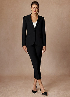 front Charlotte Black Refined Weave Dress Pants