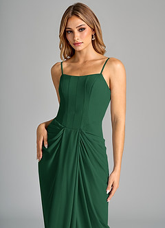Azazie Anaïs Bridesmaid Dresses Dark Green Sheath Strapless Chiffon Dress image7