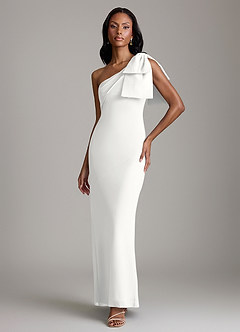 Azazie Yuanna Bridesmaid Dresses White Mermaid One Shoulder Chiffon Dress image1