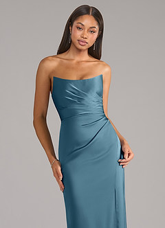 Azazie Marla Bridesmaid Dresses Bermuda Sheath Strapless Stretch Satin Convertible Dress image2
