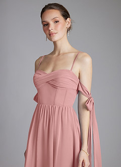 Azazie Ayanna Bridesmaid Dresses Dusty Rose A-Line Off the Shoulder Chiffon Dress image4