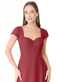 Azazie Hainsly Bridesmaid Dresses Pomegranate A-Line Sweetheart Neckline Chiffon Dress image5