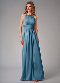 Azazie Bonnie Bridesmaid Dresses Bermuda A-Line Pleated Stretch Satin Dress image6