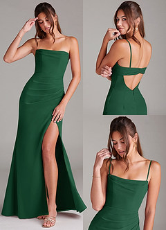 Azazie Leonis Bridesmaid Dresses Dark Green Sheath Strapless Chiffon Convertible Dress image9