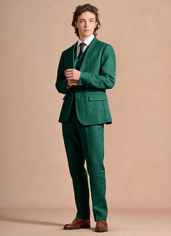 front Harrison Smaragd 3-teiliger Anzug aus 100 % Leinen
