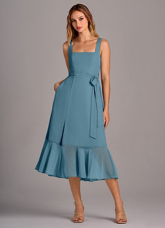 Azazie Deb Bridesmaid Dresses Bermuda A-Line with Pockets Chiffon Convertible Dress image1