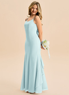 Azazie Lioren Junior Vestido de Vidrio Marino de Gasa de Corte Sirena con Lazo image2