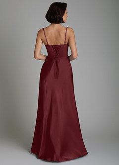Azazie Tierra Brautjungfernkleider Eine Linie Korsett Stretch-Satin Kleid Cabernetrot image2