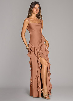 Azazie Sloane Bridesmaid Dresses Bronzer A-Line Sweetheart Neckline Stretch Satin Dress image3