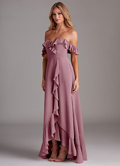 Azazie Lyra Bridesmaid Dresses Vintage Mauve A-Line Chiffon Convertible Dress image5