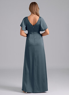 Azazie Ambrosia Robes de demoiselle d'honneur Robe Trapèze en Satin extensible Plissée Violet Crépusculaire image3