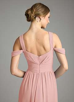 Azazie Lianne Vestidos de damas de honor Vestido de Rosetón de Gasa de Corte en A con Vestidos sin tirantes image6