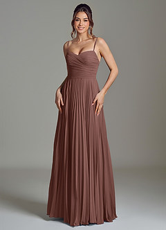 Azazie Catie Bridesmaid Dresses Espresso A-Line Sweetheart Neckline Chiffon Dress image1