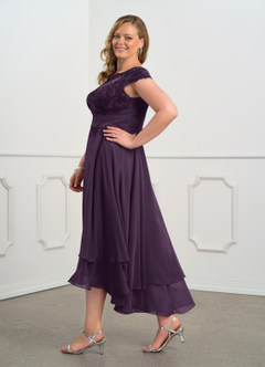 Azazie Shonda Mother of the Bride Dresses Plum Lace Chiffon Dress image10