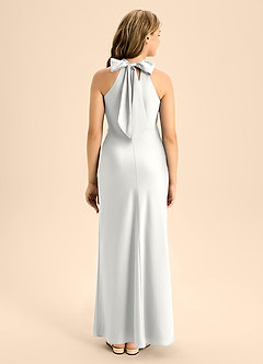 Azazie Doretta Junior White A-Line Pleated Stretch Satin Dress image2