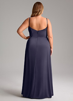 Azazie Azuree Jurken voor bruidsmeisjes Jurk van Stretch Satijn met A-Lijn Geplooid Stormachtig image2