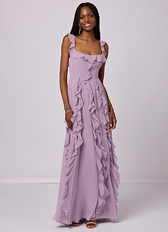 Barbie ♥ Azazie Bridesmaid Dresses Wisteria A-Line with Pockets Chiffon Dress image3