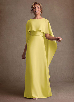 Azazie Marilla Mère de la mariée Robes Robe Trapèze en Mousseline de soie Plissée Canari image1