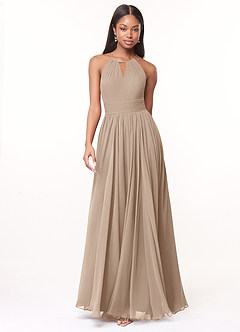 Azazie Cherish Brudtärnklänningar Klä av A-Linje i Chiffong Plisserad Taupe image4