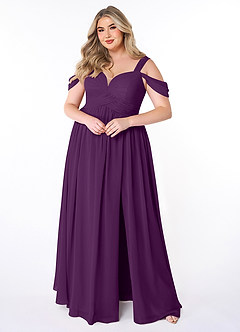 Azazie Lianne Bridesmaid Dresses Grape A-Line Off the Shoulder Chiffon Dress image7