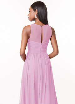 Azazie Nina Bridesmaid Dresses Candy Pink A-Line Pleated Chiffon Dress image3