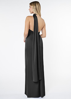 Azazie Kaylani Bridesmaid Dresses Black Mermaid High Neck Stretch Satin Dress image2