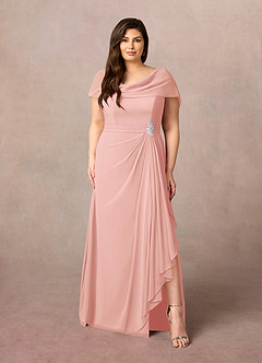 Azazie Mary vestidos de madre de la novia Vestido de Rosetón de Gasa de Corte En A con Corte Lateral image6