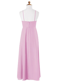 Azazie Collette Junior Vestido de Rosa Caramelo de Gasa de Corte En A con Volante image6