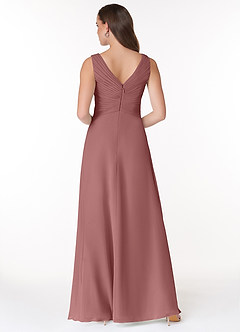 Azazie Flora Robes de demoiselle d'honneur Robe Trapèze en Mousseline de soie Plissée Rose Du Désert image2