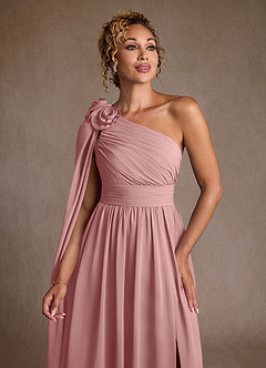 Azazie Lancaster Moeder van de bruid jurken A-Lijn Jurk van Chiffon One-shoulder Stoffige Roos image6